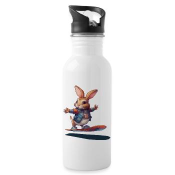 Lapin sur skateboard du futur - Gourde avec paille intégrée - blanc - Droite