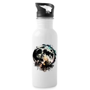 Moon Space Trees - Water bottle with straw - white - Right