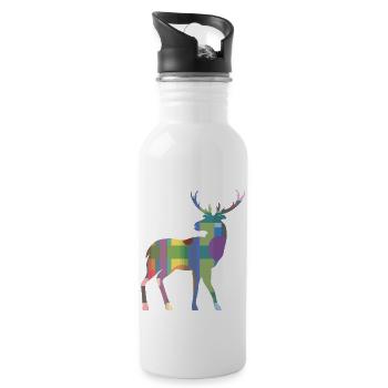 Hirsch - Trinkflasche mit integriertem Trinkhalm - Weiß - Rechts