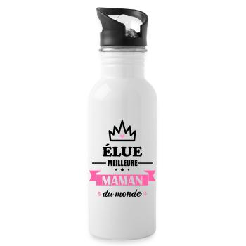 élue meilleure maman du monde,cadeau fête des mère - Gourde avec paille intégrée - blanc - Droite