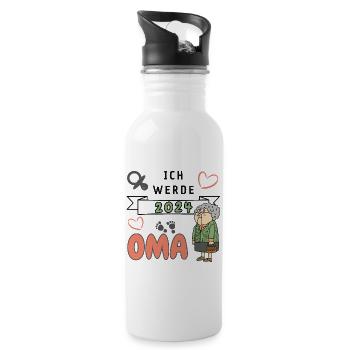 Ich werde 2024 Oma - Trinkflasche mit integriertem Trinkhalm - Weiß - Rechts