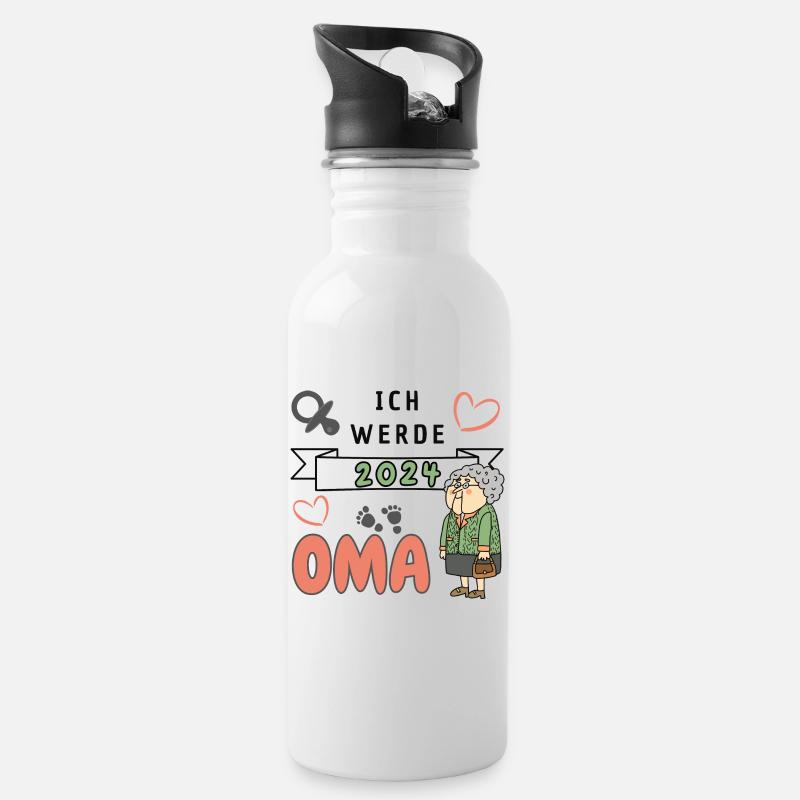 Ich werde 2024 Oma - Trinkflasche mit integriertem Trinkhalm - Weiß