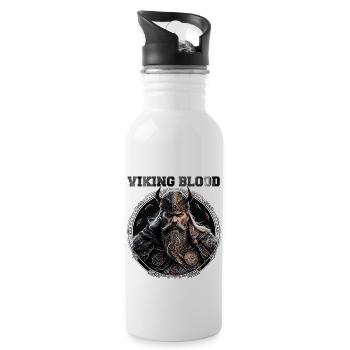 Viking Blood, Odin Norse God nous attend au Valhalla - Gourde avec paille intégrée - blanc - Droite