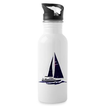 Sailing Sailing Ship Sailing Sailing Sailboat - Water bottle with straw - white - Right