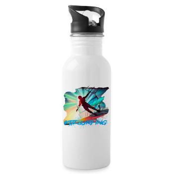 Kitesurfing - Trinkflasche mit integriertem Trinkhalm - Weiß - Rechts