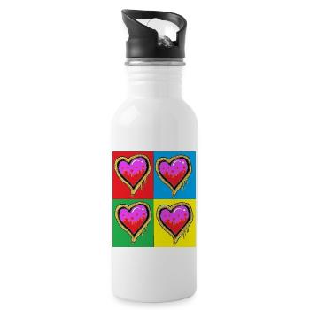 pop 4 Hearts - Water bottle with straw - white - Right