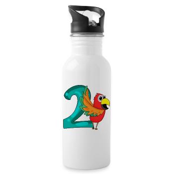 2 birthday 2 years old with animal motif - two - Water bottle with straw - white - Right
