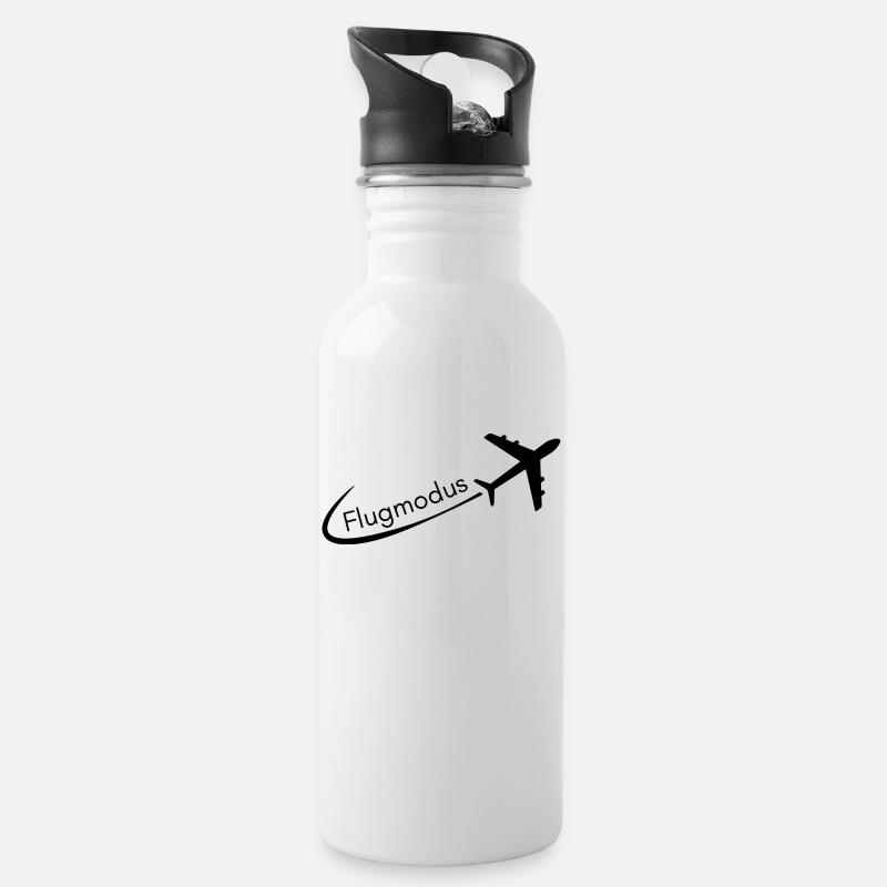 Flugmodus - Trinkflasche mit integriertem Trinkhalm - Weiß
