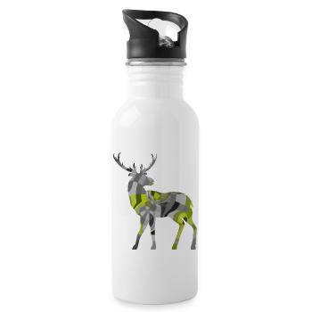Hirsch - Trinkflasche mit integriertem Trinkhalm - Weiß - Rechts
