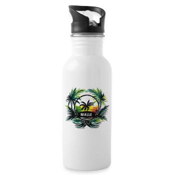 Malle Mallorca Sommeroutfit Urlaubsmotiv Strand - Trinkflasche mit integriertem Trinkhalm - Weiß - Rechts