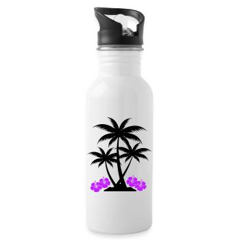 Hibiscus palmier - Gourde avec paille intégrée - blanc - Droite