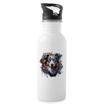 Australian Shepherd - Water bottle with straw - white - Right