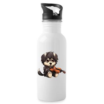 Husky Schäferhund mit Violine – Musikalisches - Trinkflasche mit integriertem Trinkhalm - Weiß - Rechts