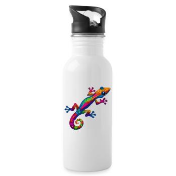 Gecko - Trinkflasche mit integriertem Trinkhalm - Weiß - Rechts