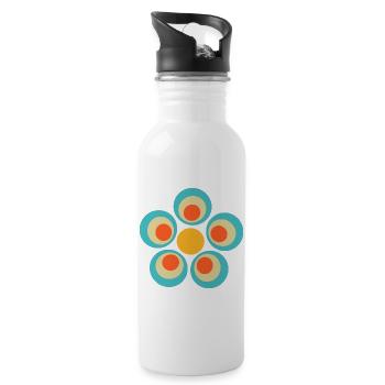 Blume hellblau blaue Blume Blumen blau rot Hippie - Trinkflasche mit integriertem Trinkhalm - Weiß - Rechts