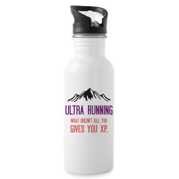 Ultra Running - Was dich nicht umbringt, gibt dir XP - Trinkflasche mit integriertem Trinkhalm - Weiß - Rechts