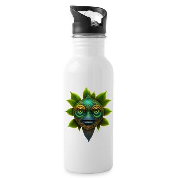 Florales Geistchen - Trinkflasche mit integriertem Trinkhalm - Weiß - Rechts