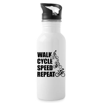 Walk Cycle Speed Repeat - Trinkflasche mit integriertem Trinkhalm - Weiß - Rechts