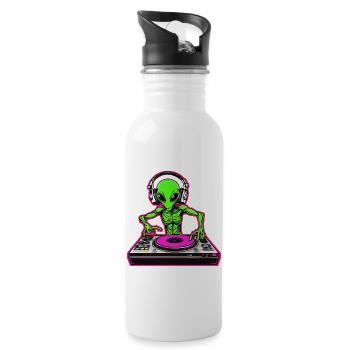 Incredibly cool: Neon Alien DJ for your party - Water bottle with straw - white - Right