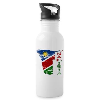 Namibia Map Flag used - Water bottle with straw - white - Right