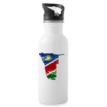 Namibia Landkarte used - Trinkflasche mit integriertem Trinkhalm - Weiß - Rechts