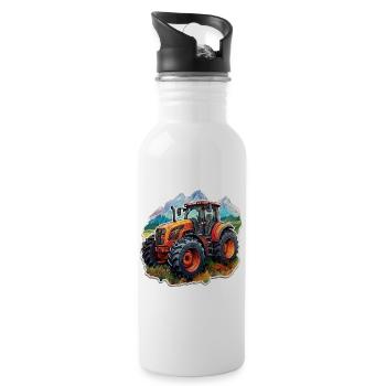 Traktor - Trinkflasche mit integriertem Trinkhalm - Weiß - Rechts