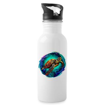 Sea turtle - Water bottle with straw - white - Right