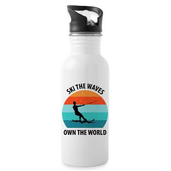 Water skis, water skis, water skiers - Water bottle with straw - white - Right