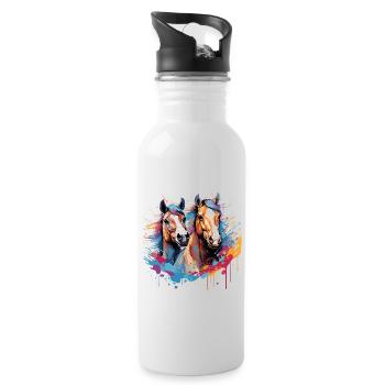 Horses, horses - Water bottle with straw - white - Right