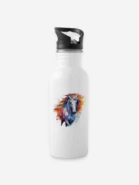 Horse, horse - Water bottle with straw - white