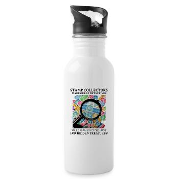 Stamp Collecting Collector Philatelist Philately - Water bottle with straw - white - Right