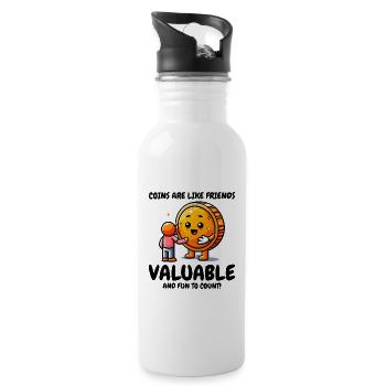 Coin Collecting Collector Numismatic Friends Funny - Water bottle with straw - white - Right