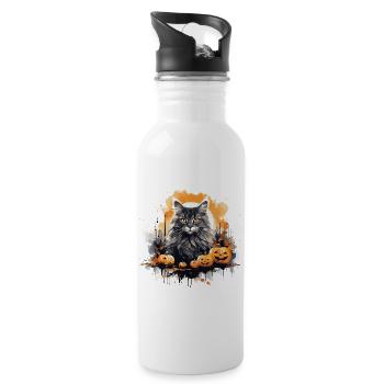 Maine Coon Automne Halloween Chat - Gourde avec paille intégrée - blanc - Droite