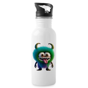 Happy Halloween cute monster tongue out scary fun - Water bottle with straw - white - Right