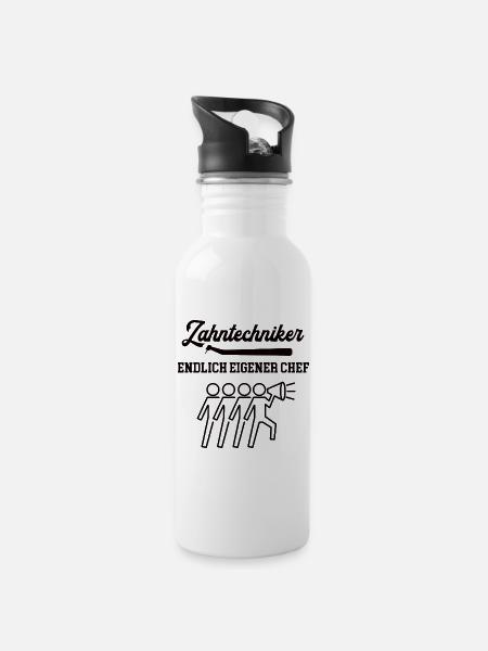 Zahntechniker Chef werden Selbstständig machen - Trinkflasche mit integriertem Trinkhalm - Weiß