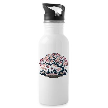 Cherry Blossom Inspired by Chinese Art - Water bottle with straw - white - Right