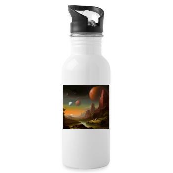 Planet Universum Himmel - Trinkflasche mit integriertem Trinkhalm - Weiß - Rechts