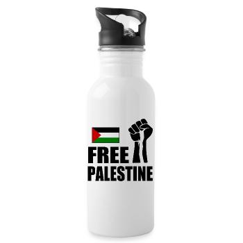 Free palestine - Water bottle with straw - white - Right