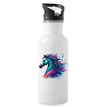Horse - Water bottle with straw - white - Right