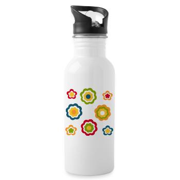 Fleur Motif Rétro Hippie Festival des années 70 - Gourde avec paille intégrée - blanc - Droite