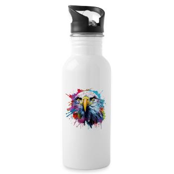 Aigle blanche, bold eagle, USA - Gourde avec paille intégrée - blanc - Droite