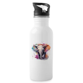 Baby-Elefant - Trinkflasche mit integriertem Trinkhalm - Weiß - Rechts