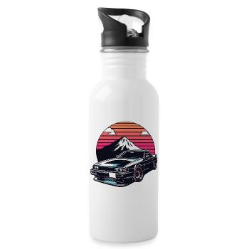 JDM-Auto Japanische Retro-Autorenn-Drift-Legende - Trinkflasche mit integriertem Trinkhalm - Weiß - Rechts