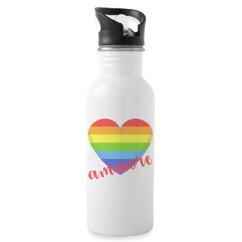 t shirt Napoli ammore gay lgbt heart gay pride - Water bottle with straw - white - Right