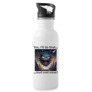 Stressed? Then vent with this monster! - Water bottle with straw - white - Right