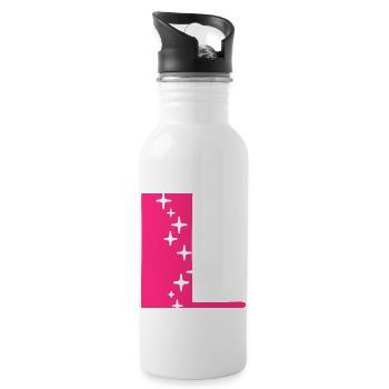 Buchstabe L Glitzer - Trinkflasche mit integriertem Trinkhalm - Weiß - Rechts