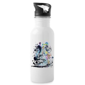 Graffiti Street Art Spray Vintage Schablone Retro - Trinkflasche mit integriertem Trinkhalm - Weiß - Rechts