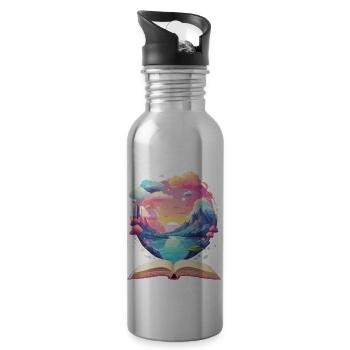 Zauberhafte Bücher Welten - Trinkflasche mit integriertem Trinkhalm - Lightsilver - Rechts