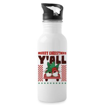 Merry Christmas Y All - Water bottle with straw - white - Right