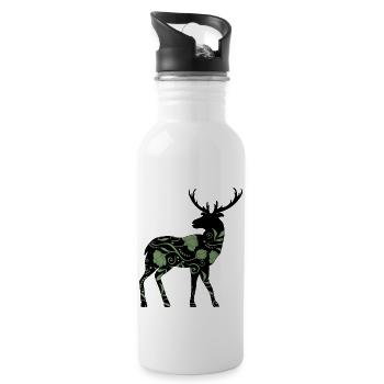 Hirsch - Trinkflasche mit integriertem Trinkhalm - Weiß - Rechts